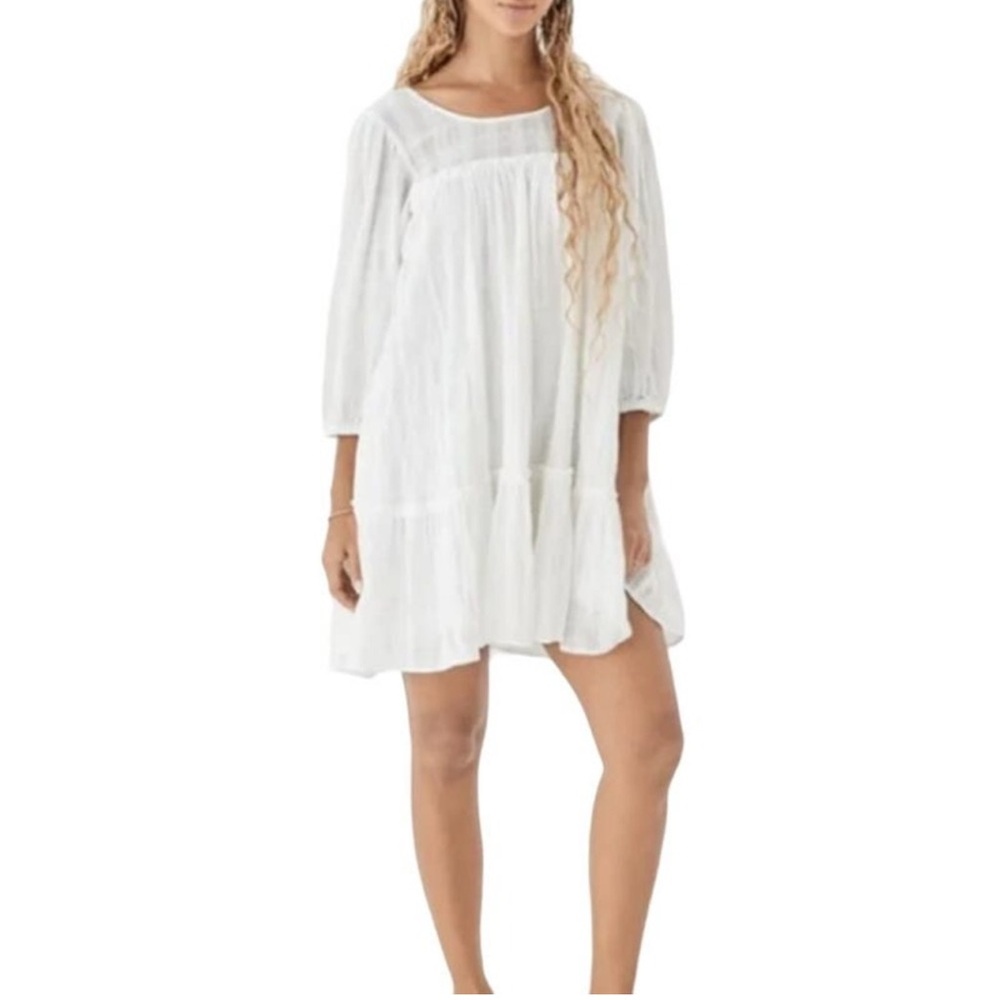 American Eagle Outfitters White Cotton Ruffled Boho Babydoll Dress – Size M